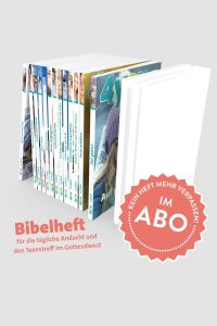 Gottesdienstliche Bibelheft – tägliche Andacht und Teenstreff im Gottesdienst, mit bunten Titeln und religiösen Themen, ideal für Jugendliche und Gemeindearbeit.