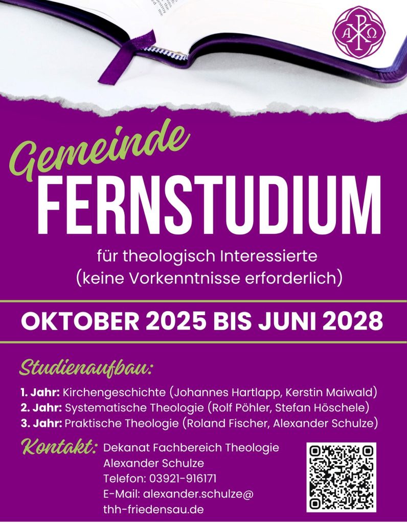 Gemeinde Fernstudium - Theologisches Fernstudium, berufsbegleitend, flexible Studienangebote, christliche Theologie, Online-Kurse, August 2025 bis Juni 2028, Kontakt: Alexander Schulze, telefonische Beratung, christliche Studiengänge, advent-verlag.de.